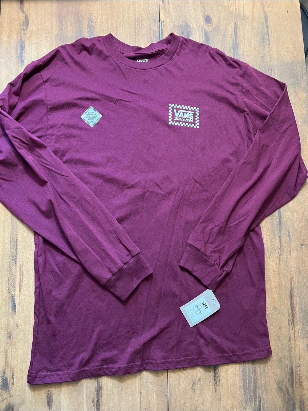 Vans Men's Long-Sleeve Tee in Burgundy